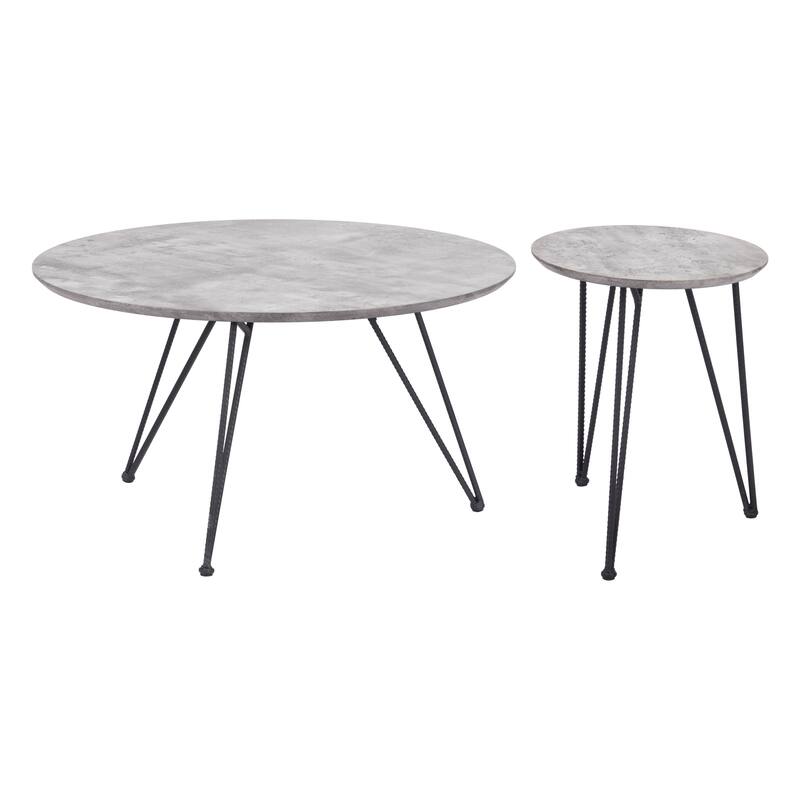 Kerris Coffee Table Set Gray & Black - 31.5" W x 31.5" D x 16.9" H