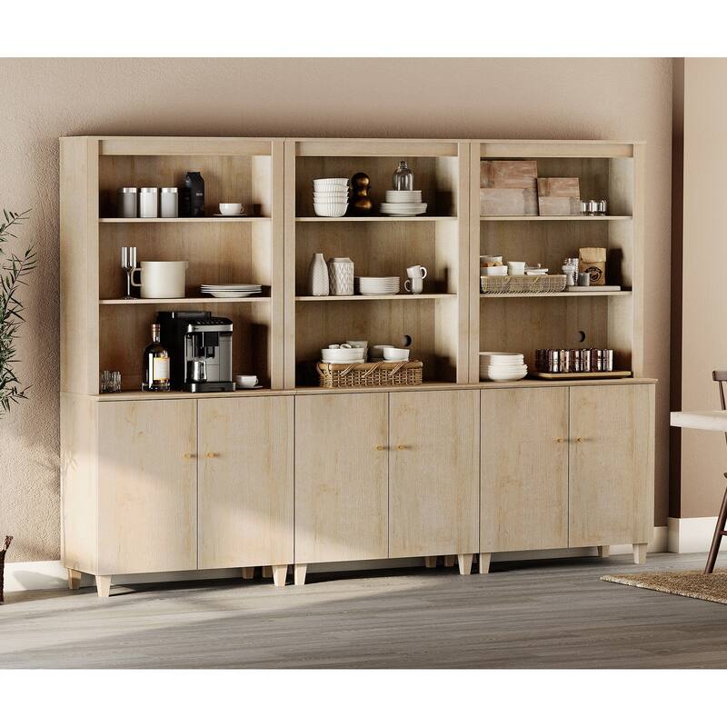 Modern 71" Tall Pantry Cabinet with Doors & Shelves for Dining Room