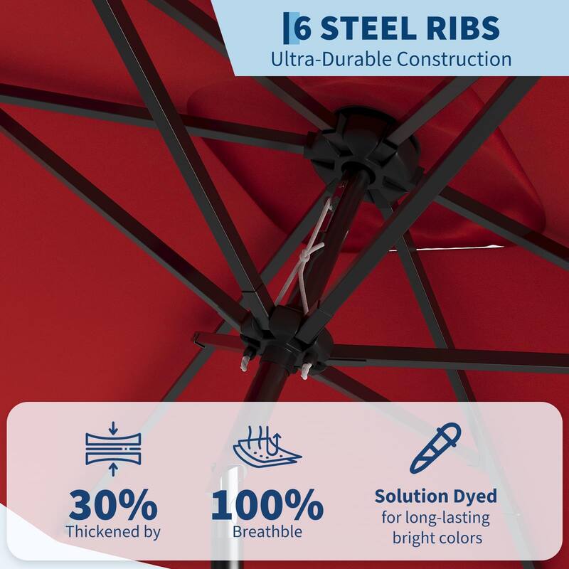 10'X6.5' Rectangular Outdoor Umbrella, with Crank & Push Button Tilt