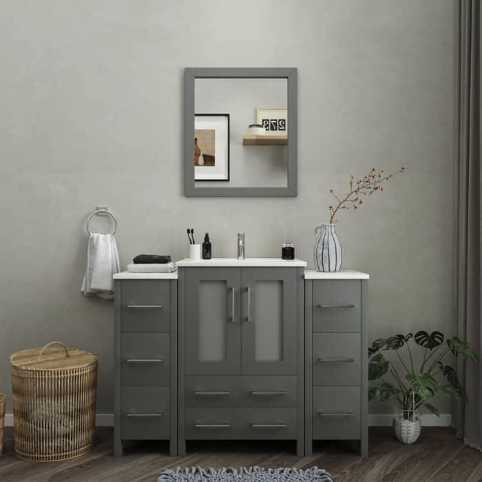 Vanity Art 48 in. Single Sink Bathroom Vanity with Top and Mirror - 48 X 18.1 X 35.8