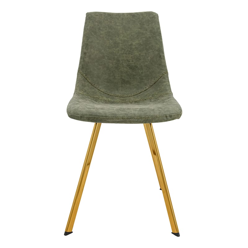 Markley Leather Dining Chair With Gold Metal Legs Modern Accent Side Chair