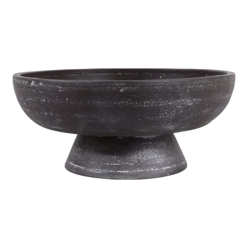 Pottery Terracotta Bowl with Pedestal Base Contemporary Casual Style