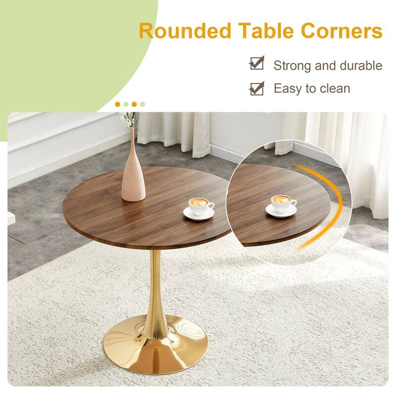 Kitchen Table with Thickened Tabletop, Round Tulip Dining Table, Bistro Table Circle Table Coffee Table
