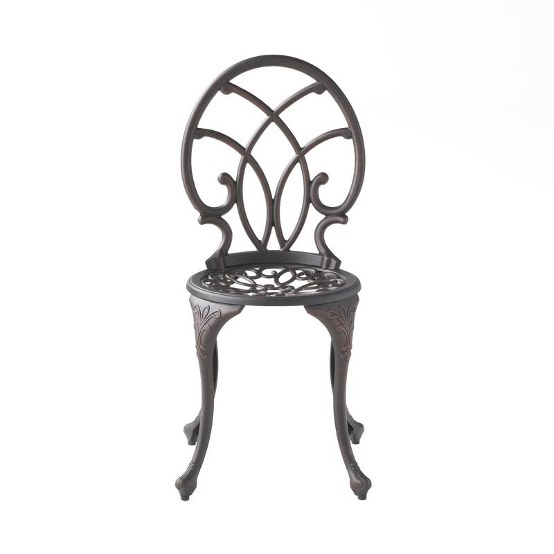 Roomfitters 3-Piece Cast Aluminum Bistro Set Outdoor Patio Furniture with Round Table and 2 Chairs, Black