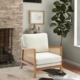 4 Supply Modern Accent Chair, Comfy Chair With Removable Cushion, Vanity Chair With Wood Armrests For Living Room, Bedroom
