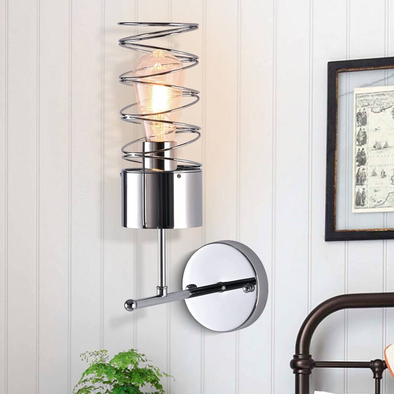 Bella Depot Wall Light Modern Metal Cage Sconce - Silver