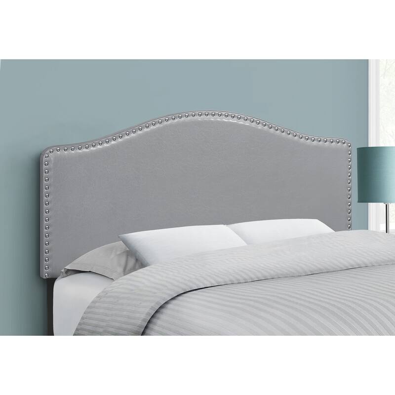Bed, Headboard Only, Full Size, Bedroom, Upholstered, Grey Leather Look, Transitional - Grey