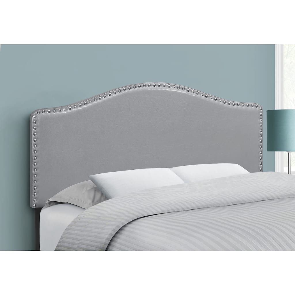 Bed, Headboard Only, Full Size, Bedroom, Upholstered, Grey Leather Look, Transitional