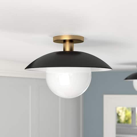 Alvia 14.5" Wide Semi Flush Mount with Metal/Glass Shade