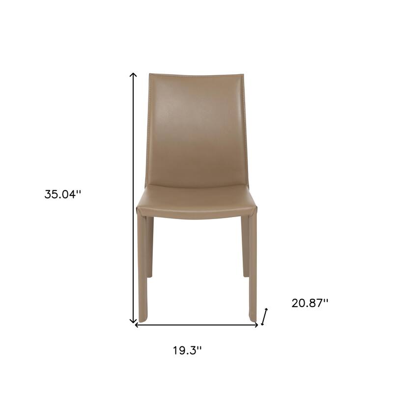 HomeRoots Set of Two Taupe Upholstered Leather Dining Side Chairs - 19.30 in. x 35.04 in. x 20.87 in.