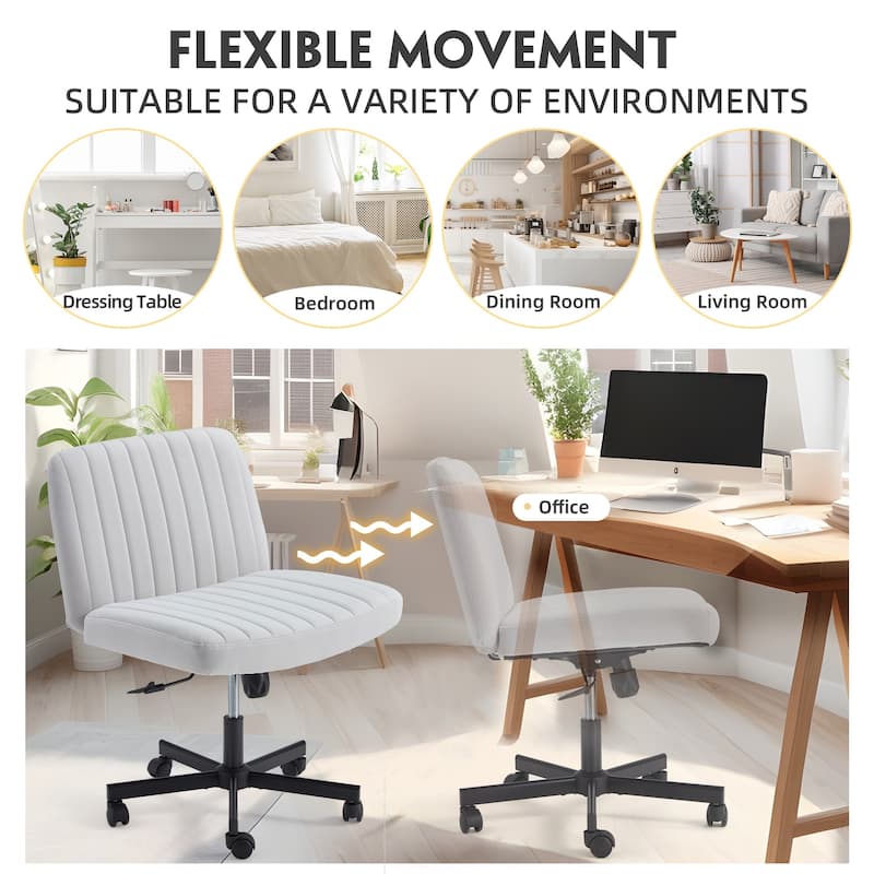 EROMMY Armless Criss Cross Chair with Wheels - Adjustable Height Office Chair for Cross-Legged Sitting - N/A