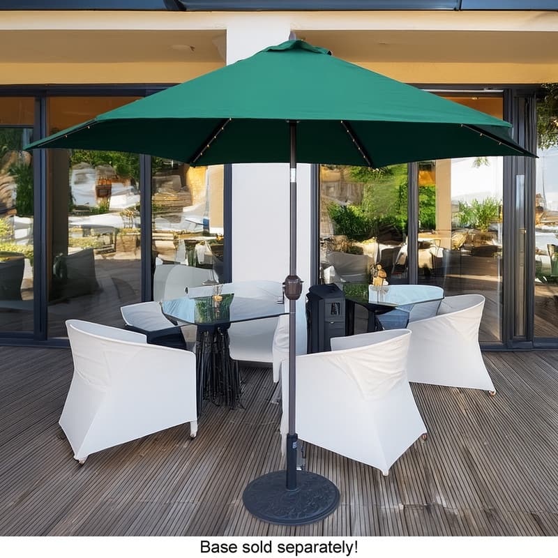 Tropishade 9ft Alum Bronze, Lighted Umbrella with Green Poly cover