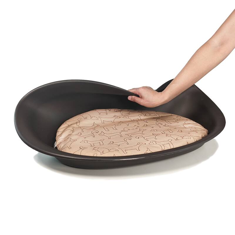 Small 16.5 x 12.6 x 2.2" Oval Pet Bed, Brown