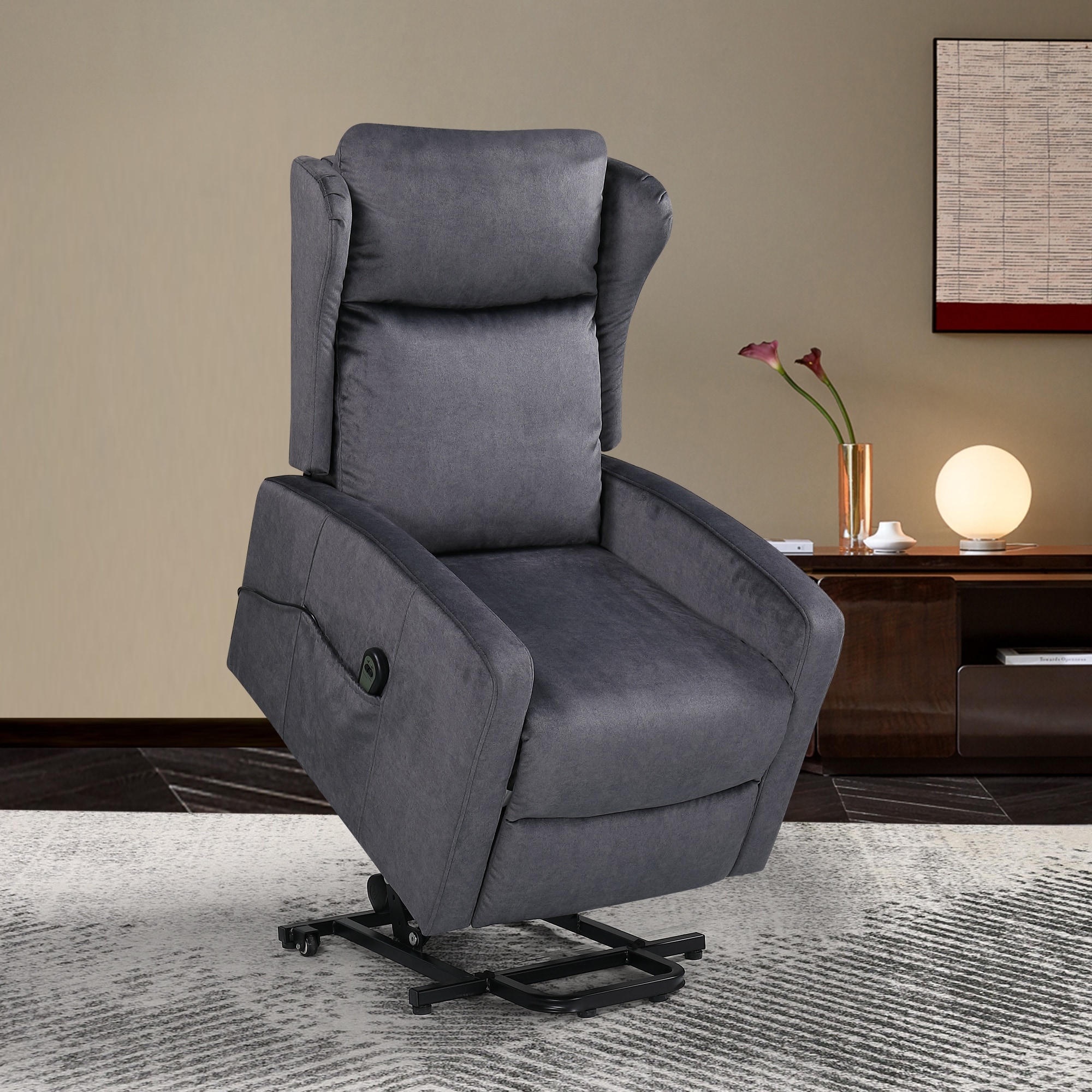Power recliner chair top with lumbar support