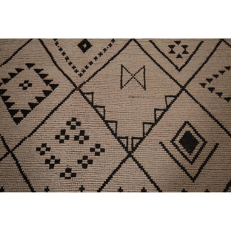 Ivory Moroccan Oriental Area Rug Hand-Knotted Wool Carpet - 8'10"x 12'3"