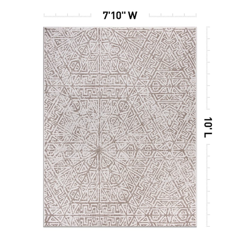 World Rug Gallery Contemporary Geometric Indoor/Outdoor Area Rug