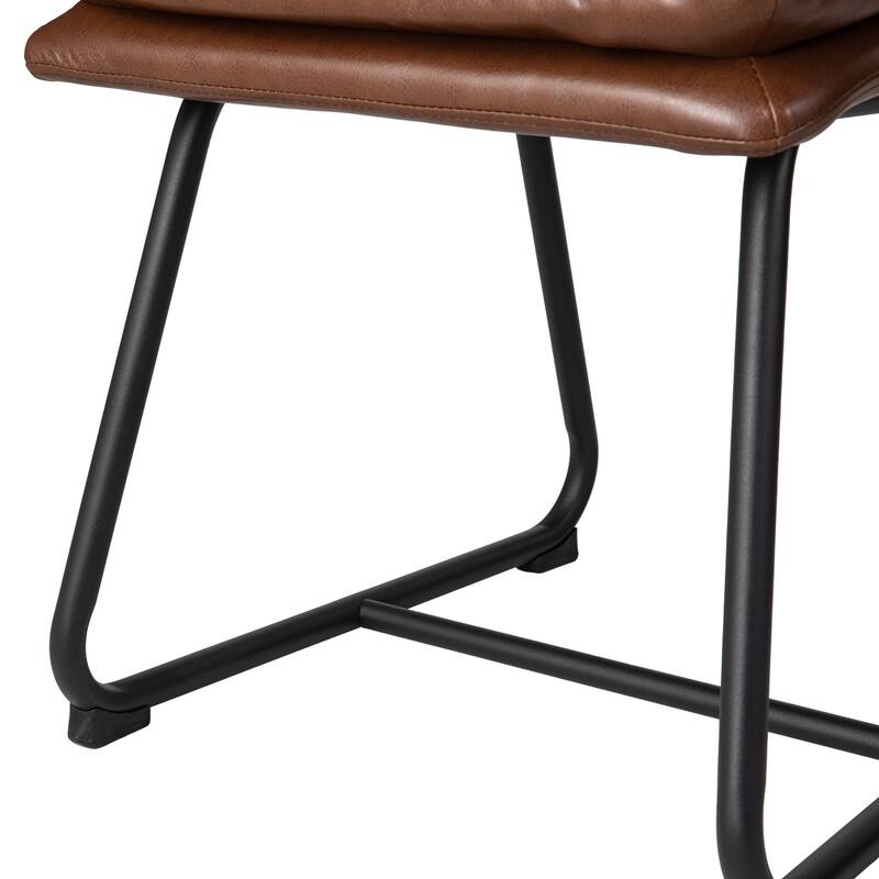 Glitzhome Set of 4 Modern Thick Soft Leatherette Metal Legs Bar Stools
