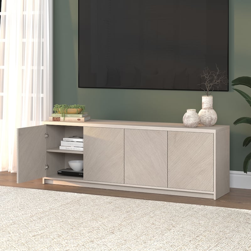 Renad Rectangular Fluted TV Stand for TV's up to 78" - 70" Wide