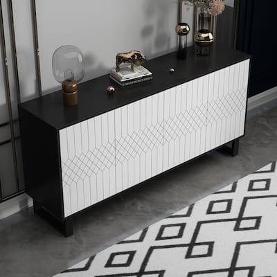 Modern Art Deco Storage Compartment Cabinet Table Bookcase Buffet - 63"W