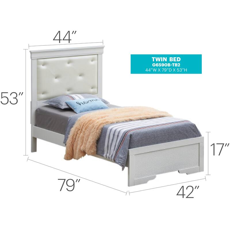 Silver Champagne Twin Bed with Elegant Finish