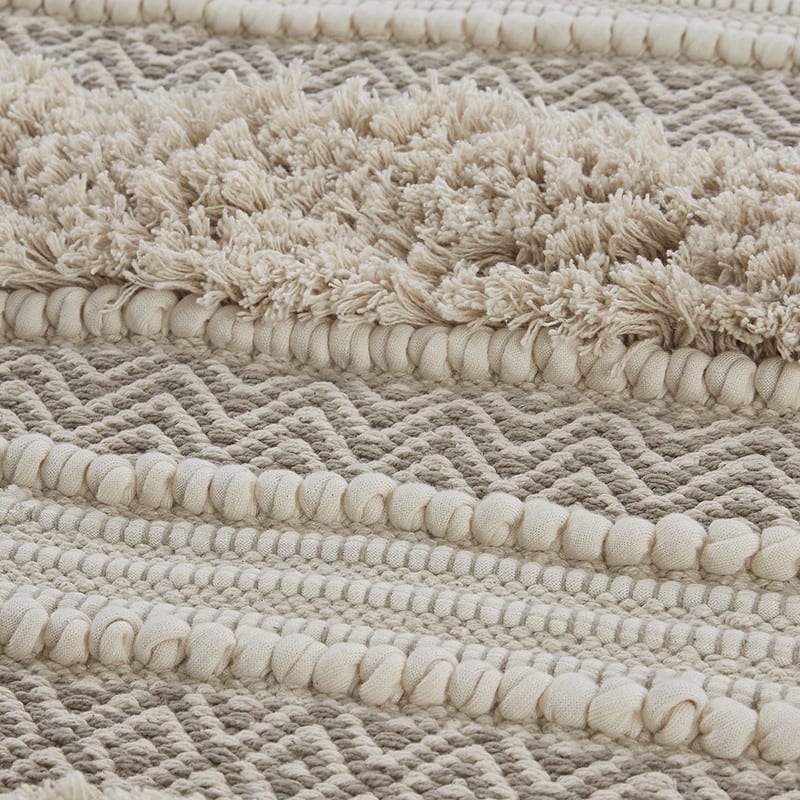 Woven Texture Stripe Bath Rug Grey 20x32"