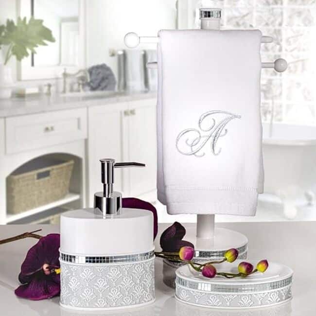 Creative Scents Mirror Damask Gray and White Soap Dish - White /Grey - Grey/White
