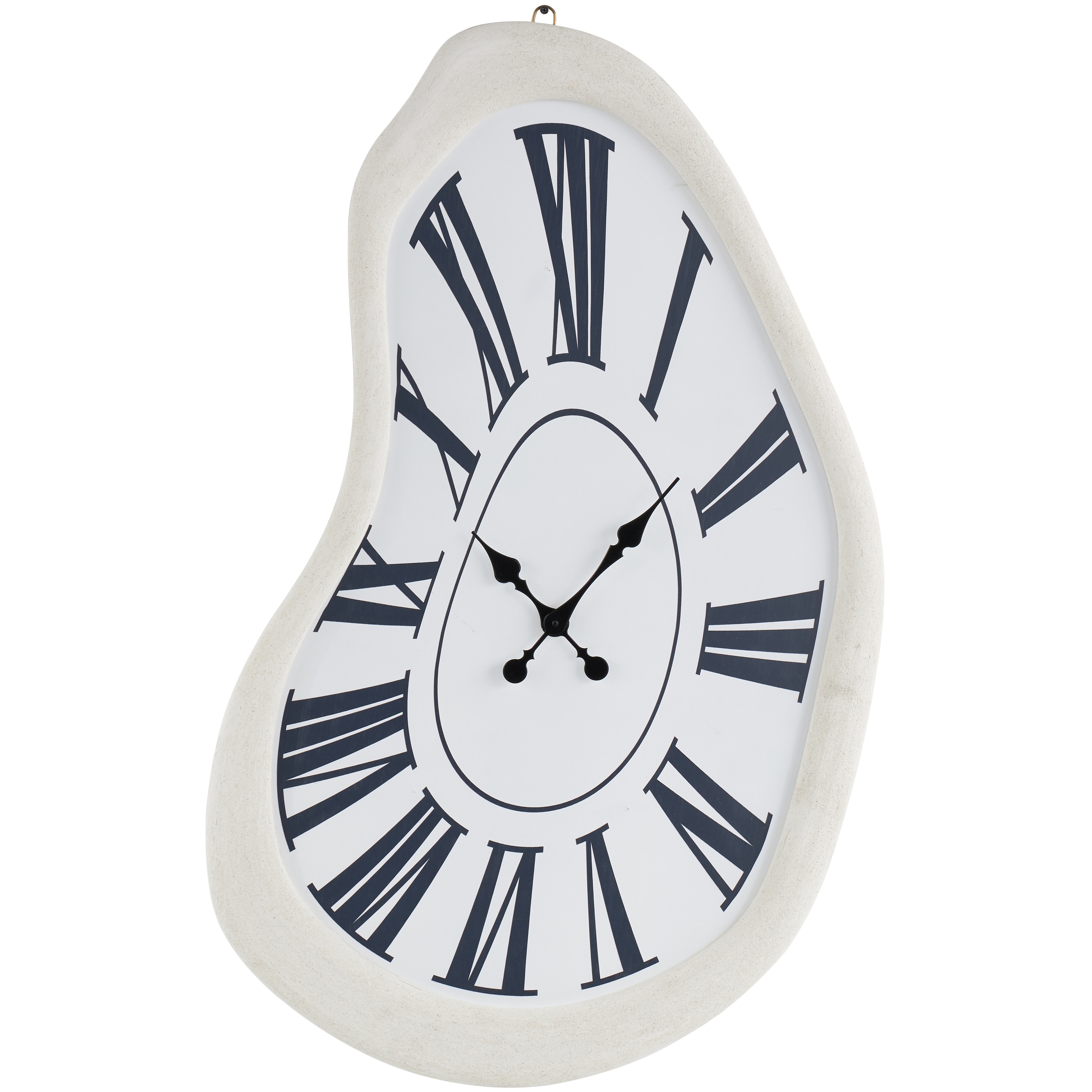 Wooden Abstract Wavy Wall Clock with Roman Numerals - White - Roche River Decor