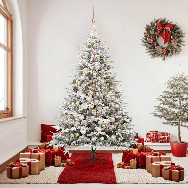 vidaXL Artificial Christmas Tree LED&Ball Set&Flocked Snow Decoration PVC&PE - Brown form2