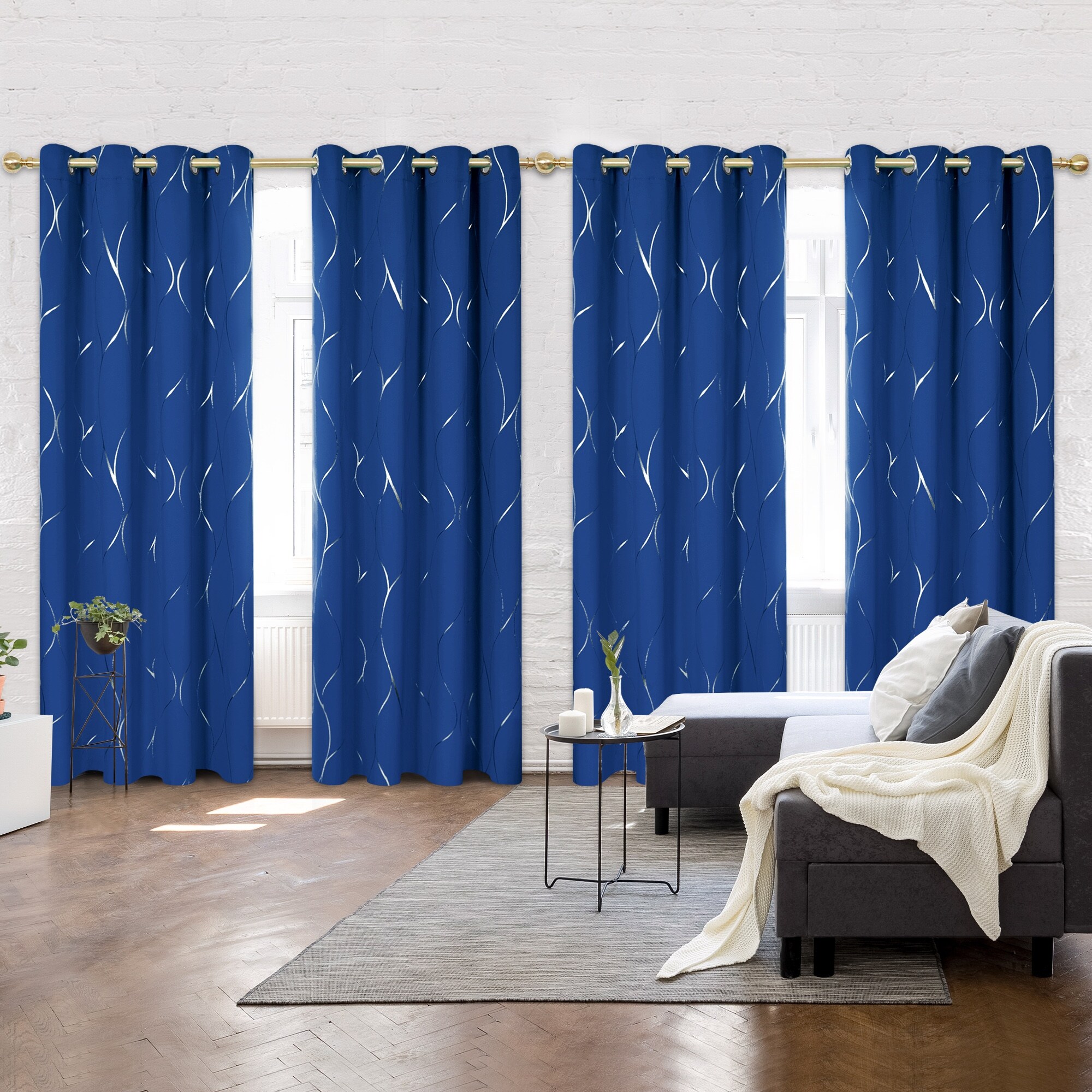 Deconovo Silver Line Blackout Curtains 4 Panel On Sale Bed