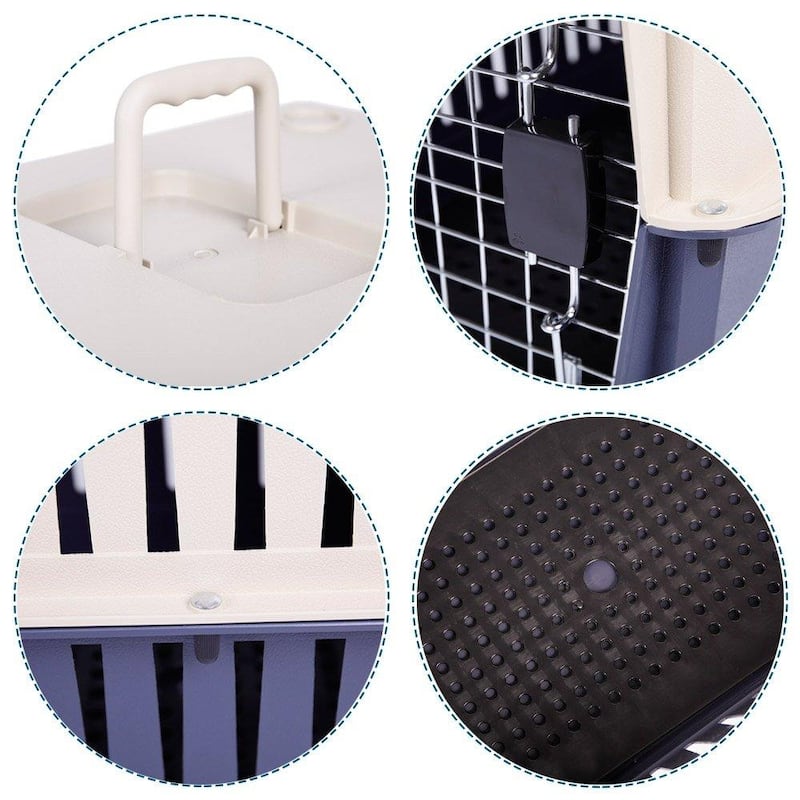 Plastic Cat & Dog Carrier Cage with Chrome Door Portable Pet Box Airline Approved, Large - 23.6"L x 15.7"W x 15.7"H