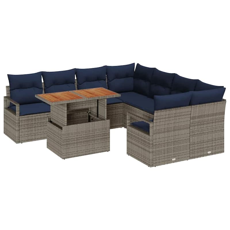 vidaXL 9 Piece Garden Sofa Set with Cushions - 91.3×92.1×27.2