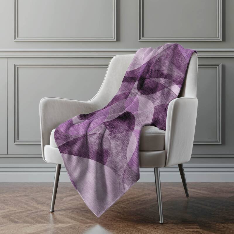 Premium Machine Washable Abstract Contemporary Sherpa Throw Blanket - Purple - 4'2" x 5'10"