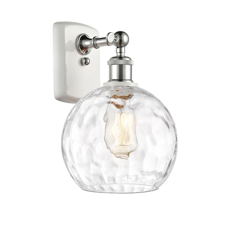 Innovations Lighting Athens Water Glass 1 Light 8" Sconce - White and Polished Chrome