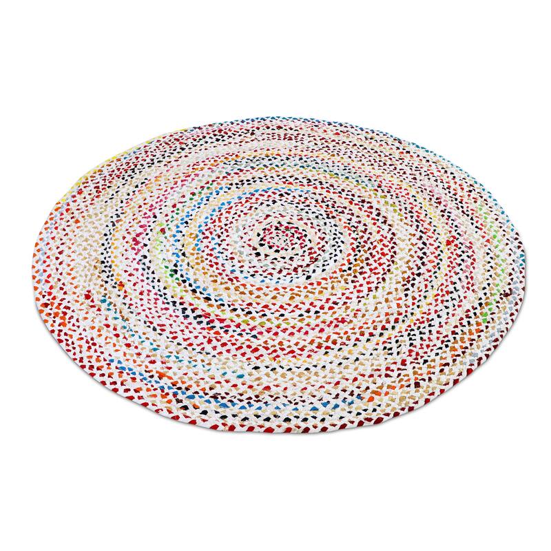 Hand-Woven Colorful Cotton Area Rugs - Vibrant and Artistic Touch for Your Space - 5' Round