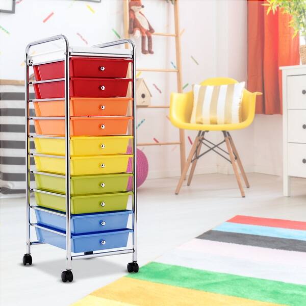 Shop Costway 10 Drawer Rolling Organizer Cart Craft Utility Mobile