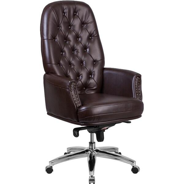 Shop Silkeborg High-Back Tufted Brown Leather Executive Swivel Chair w