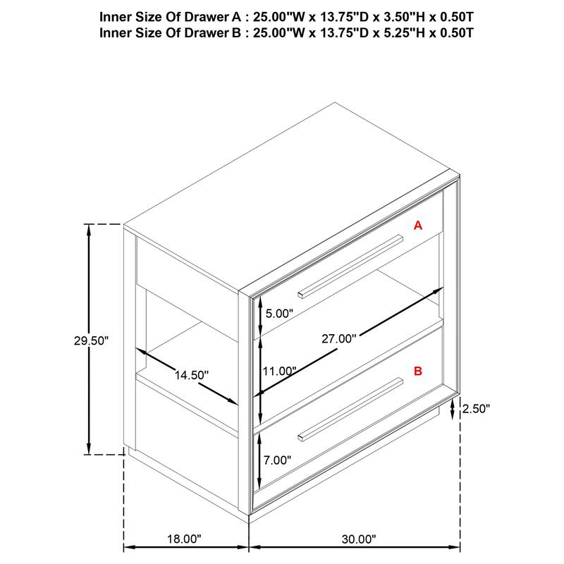 Prescott Taupe Oak 2-drawers Nightstand