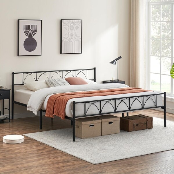 Metal Bed Frame KING Black Sturdy Modern Stylish Iron Twin Bed Frame with Headboard and Footboard Bed Bath Beyond 41247053