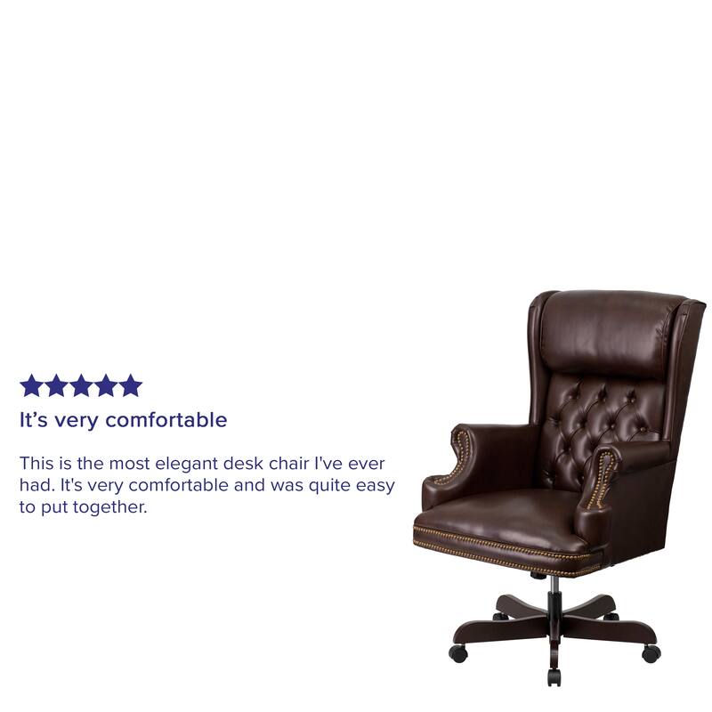 High Back Traditional Tufted LeatherSoft Executive Swivel Ergonomic Office Chair