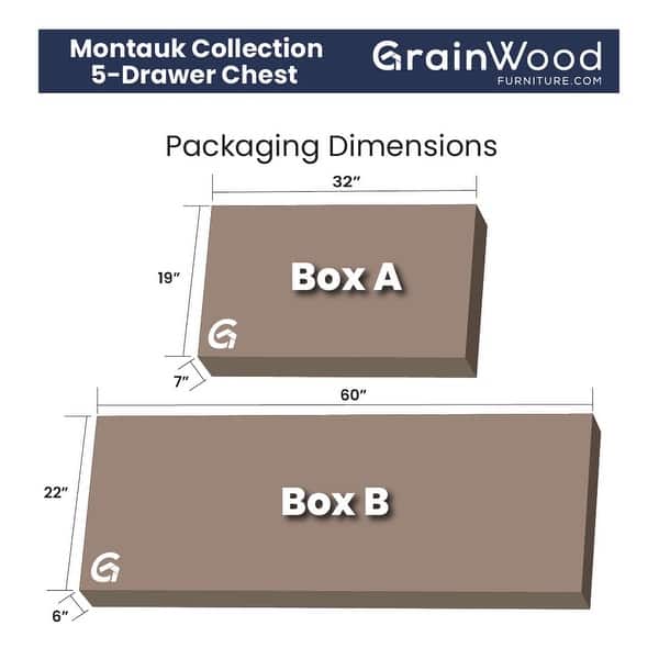 dimension image slide 0 of 2, Grain Wood Furniture Montauk 5-drawer Solid Wood Chest