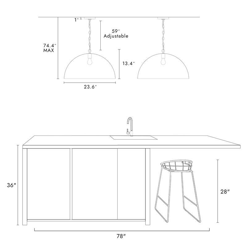 Modern 1-Light White Gold Pendant Light Fixture With Bowl-Shape for Dining Room