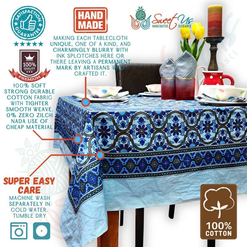 Light weight Cotton Luscious Sunflower Floral Tablecloth Rectangle - 70 x 104 in