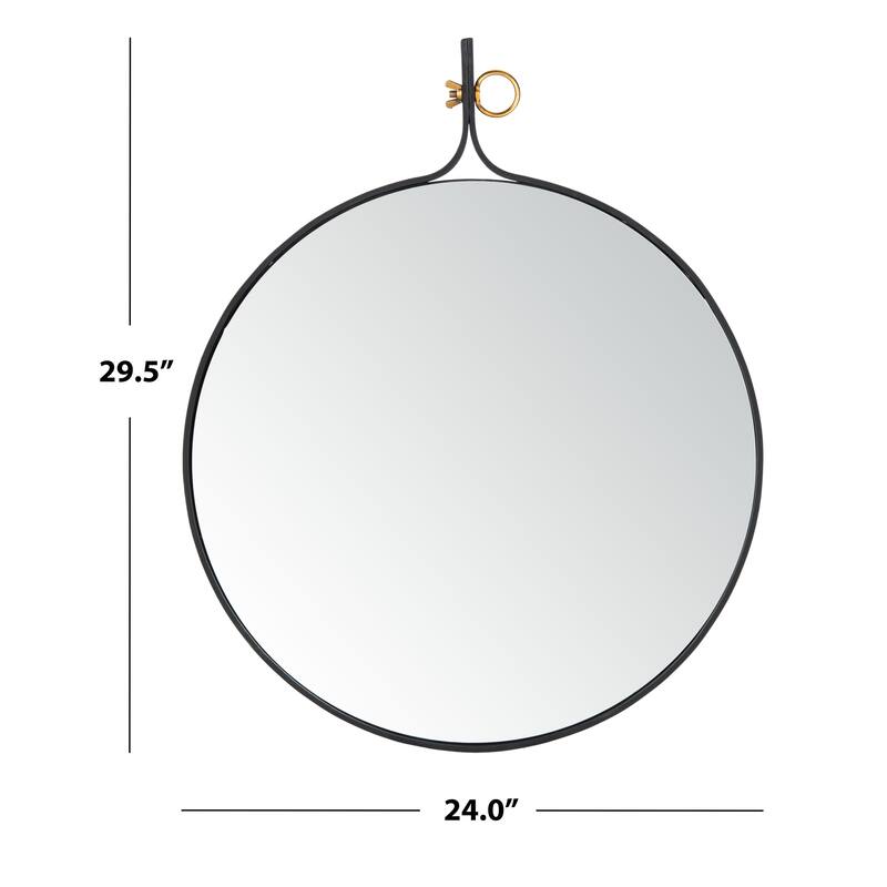 SAFAVIEH Vukosava 24-inch Black Round Mirror - 24" W x 1.3" L x 29.5" H - 24Wx1Dx30H