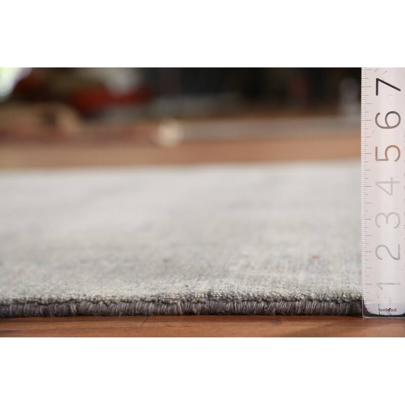 Tribal Modern Gabbeh Indian Rug Handmade Grey Wool Carpet - 5'5" x 7'8"