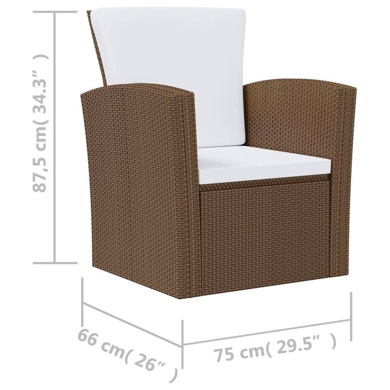 vidaXL Patio Lounge Set Sectional Sofa Set 4 Piece with Cushions Poly Rattan