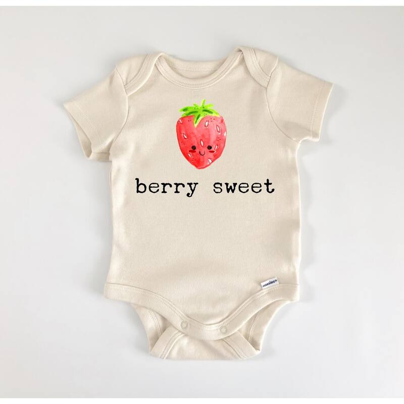 Strawberry Berry Fruit - Baby Boy Girl Clothes Infant Bodysuit Funny Cute Newborn - Blue - 0-3M
