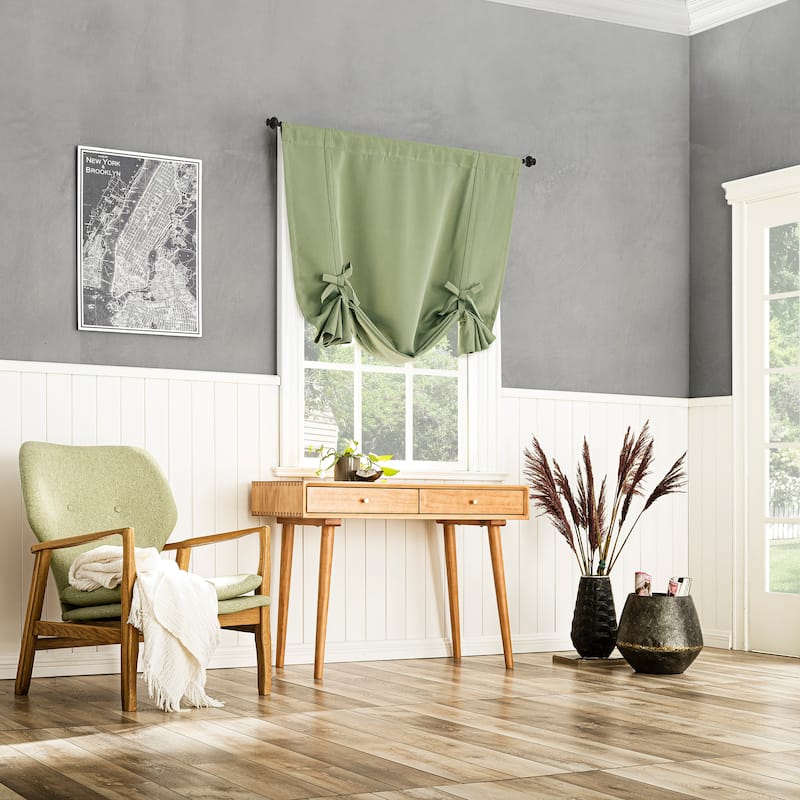 Sun Zero Greenwich Energy Saving Blackout Rod Pocket Window Tie-up Shade