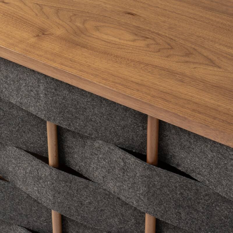 Modrest Sheridan Mid-Century Modern Grey Fabric & Walnut Buffet