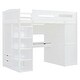 preview thumbnail 23 of 78, Twin/Full Size Loft Bed with Bulit-in Desk and Wardrobes, Solid Wood Kids Loft Bedframe with 4 Drawers and Storage Shelves