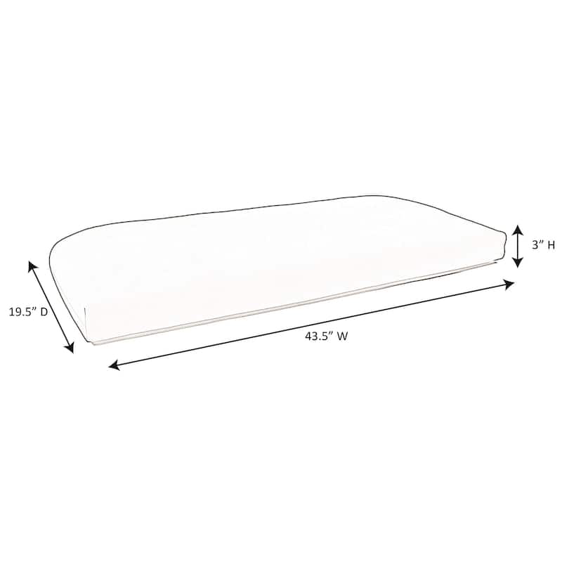 Casual Cushion Solid 1-Piece Outdoor Bench Cushion, 43.5"W x 19.5"L - 43.5"W x 19.5"L